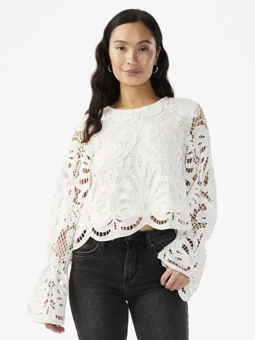 Tops & T-Shirts>Yas ALBI LONG SLEEVED TOP StarWhite