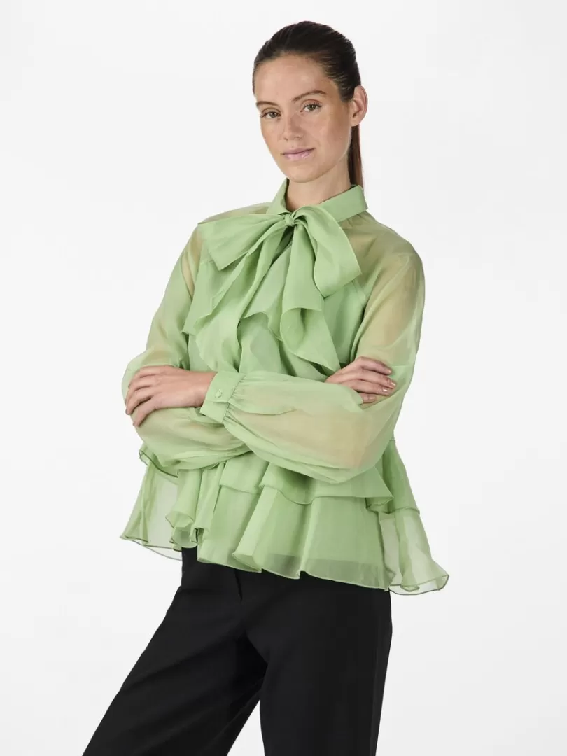 Tops & T-Shirts>Yas ELOISE BLOUSE QuietGreen