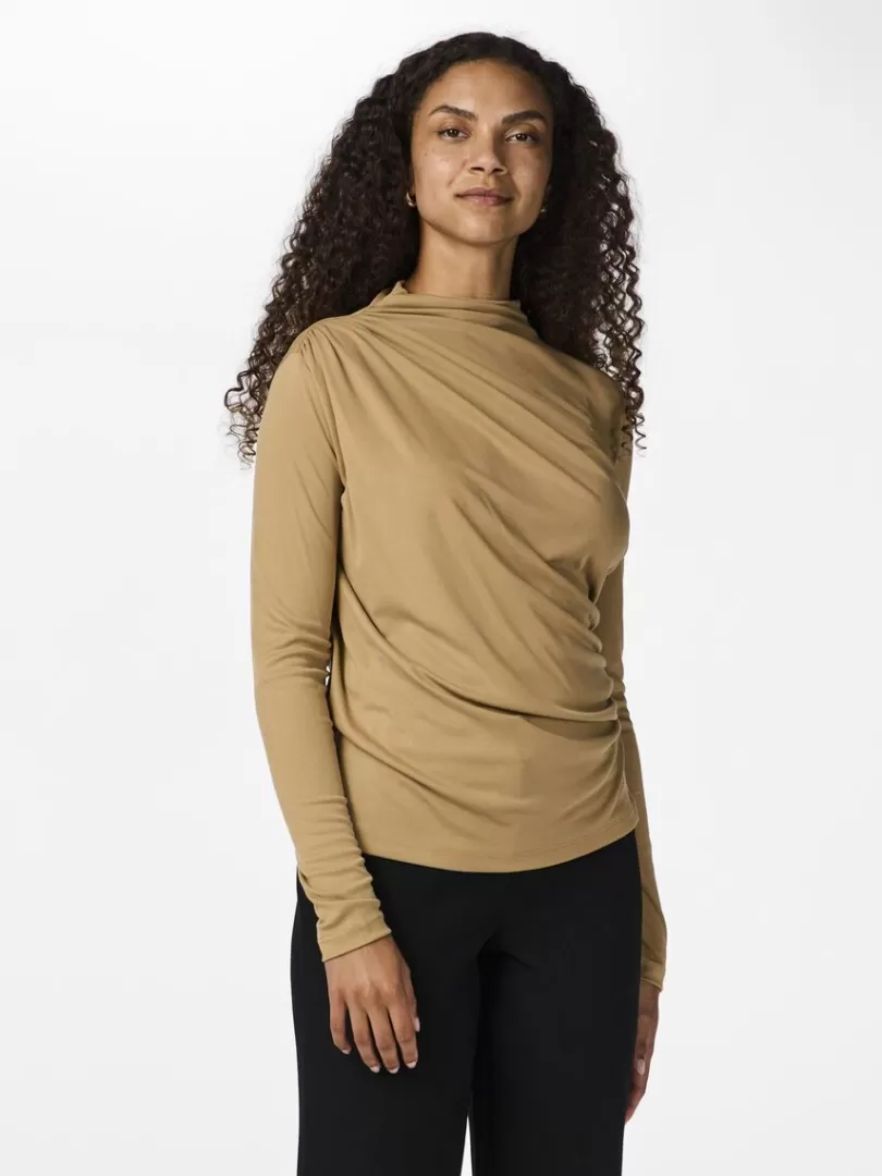 Tops & T-Shirts>Yas EMMI LONG SLEEVED TOP TigersEye