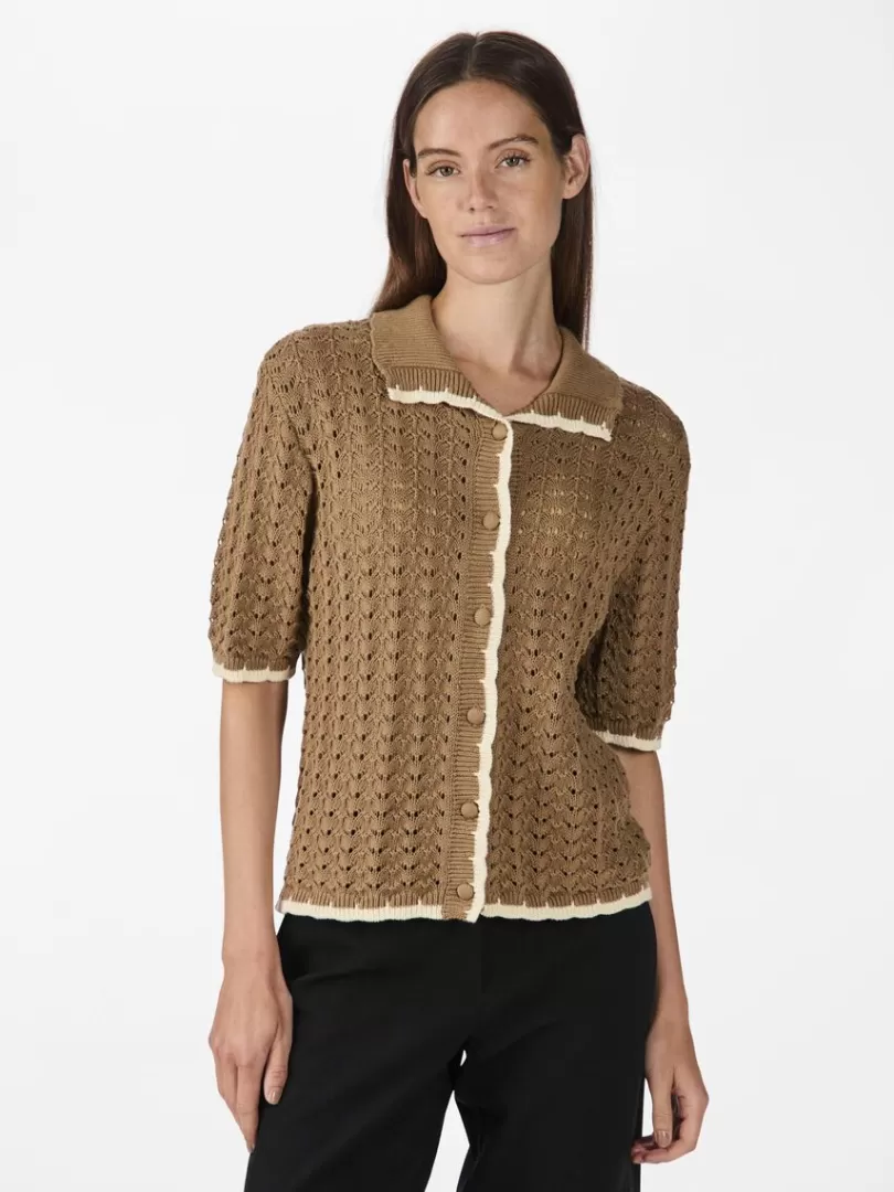 Knitwear | Tops & T-Shirts>Yas JUNE KNITTED TOP TigersEye