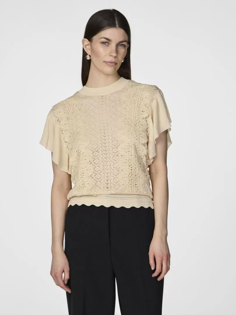 Knitwear | Tops & T-Shirts>Yas KILA KNITTED TOP Birch