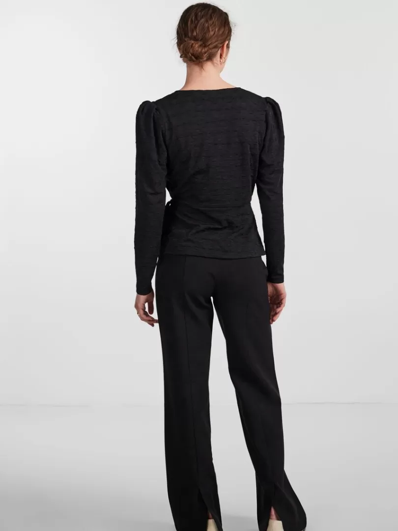 Shirts | Tops & T-Shirts>Yas LEIDO WRAP TOP Black