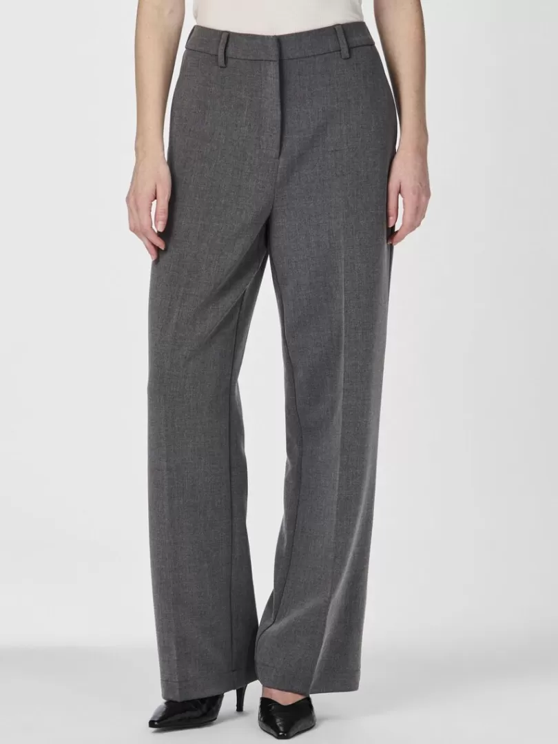 Trousers>Yas LIKKA WIDE-LEG TROUSERS DarkGreyMelange