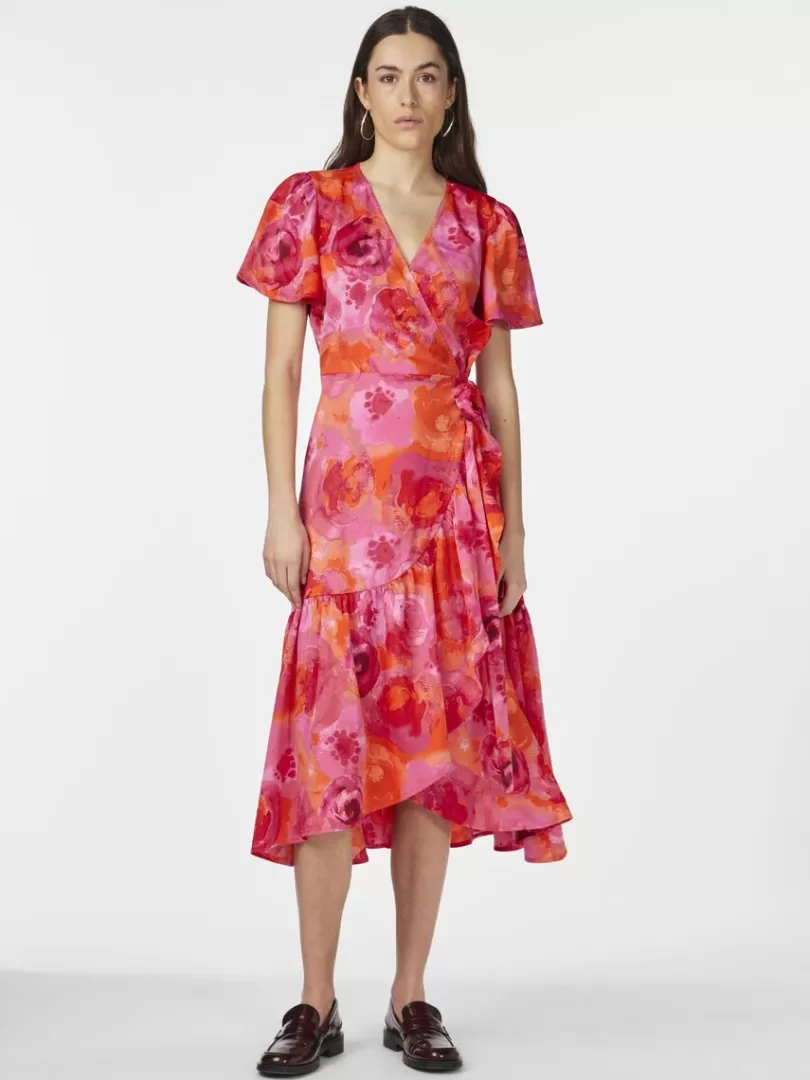 Dresses>Yas OPHELIA WRAP DRESS MandarinRed