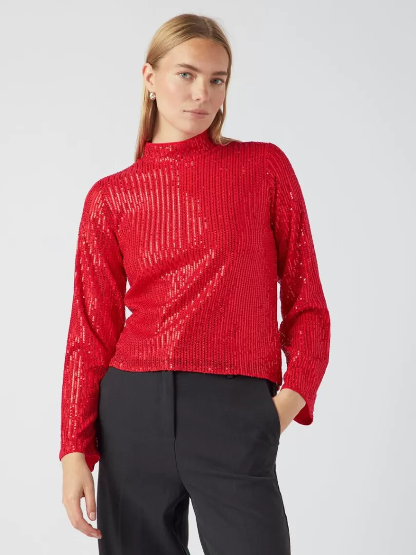 Tops & T-Shirts>Yas PALLI LONG SLEEVED TOP Salsa