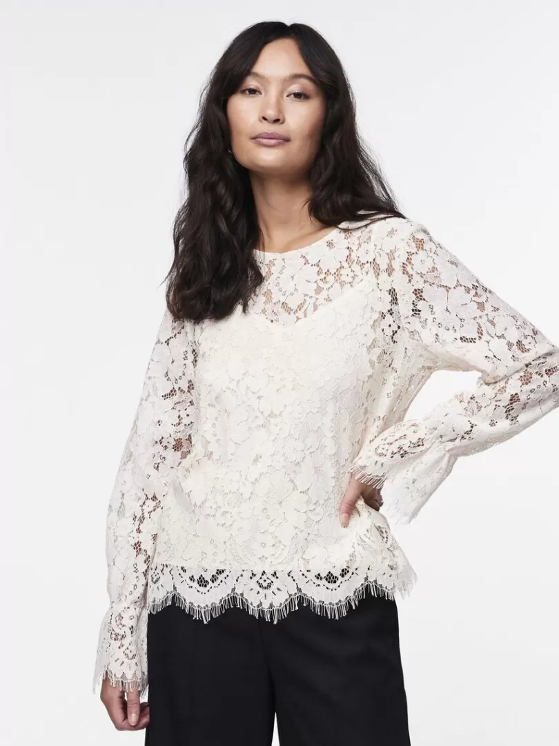 Tops & T-Shirts>Yas PERLA LONG SLEEVED TOP WhitecapGray