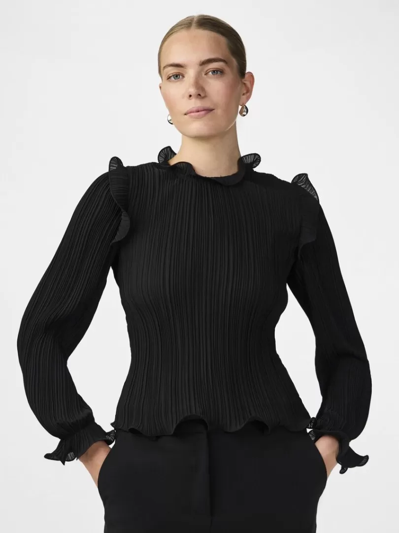 Tops & T-Shirts>Yas PHILINA LONG SLEEVED TOP Black