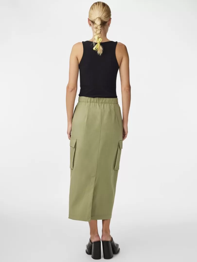 Skirts>Yas POCKA MIDI SKIRT OilGreen