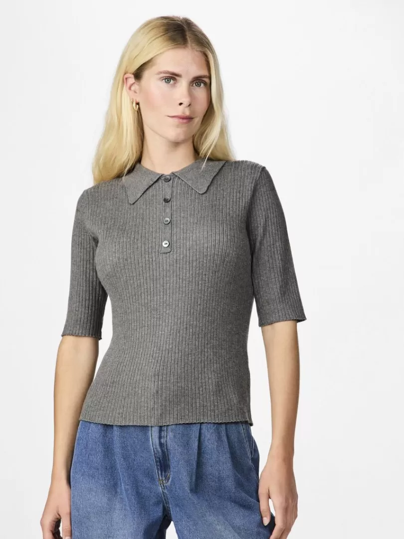 Knitwear | Tops & T-Shirts>Yas POLINA KNITTED TOP MediumGreyMelange