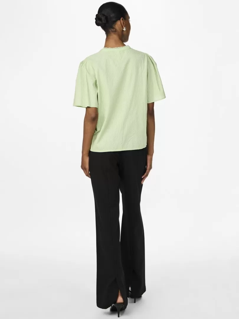 Tops & T-Shirts>Yas TIA SHORT SLEEVED TOP QuietGreen