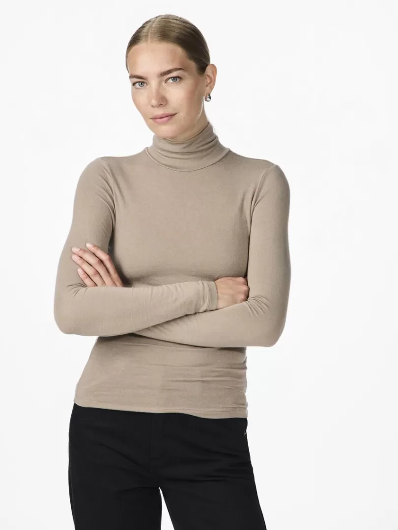 Knitwear | Tops & T-Shirts>Yas WOOLA WOOL BLEND KNITTED TOP Fungi