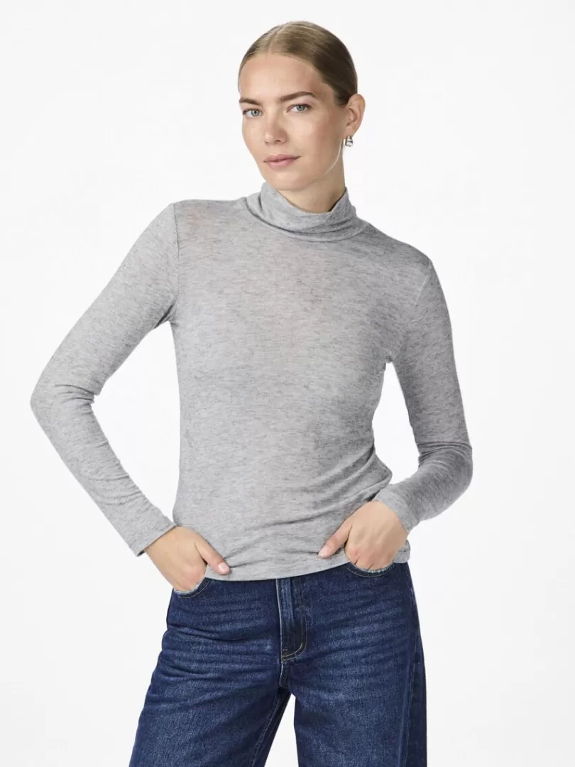 Knitwear | Tops & T-Shirts>Yas WOOLA WOOL BLEND KNITTED TOP MediumGreyMelange