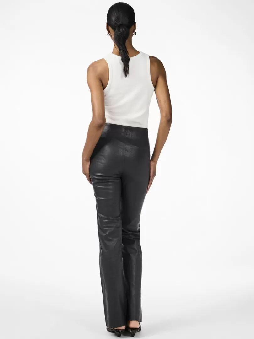 Trousers>Yas ZELLU LEATHER TROUSERS Black